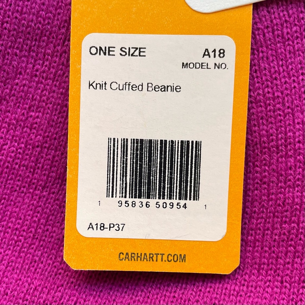 NWT Carhartt Knit Cuffed Beanie Adult Fuschia Pink Cold Weather - Picture 3 of 3